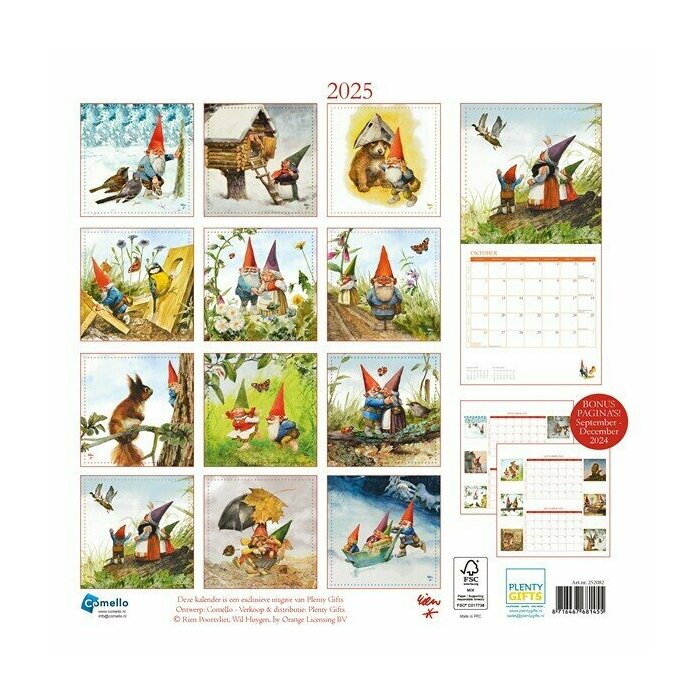 Calendrier Papier 2025 Rien Poortvliet Lutins Gnomes
