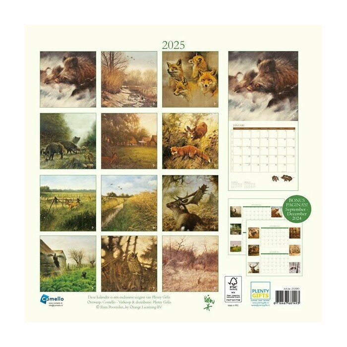 Calendrier Papier 2025 Rien Poortvliet Nature Animaux Chasse