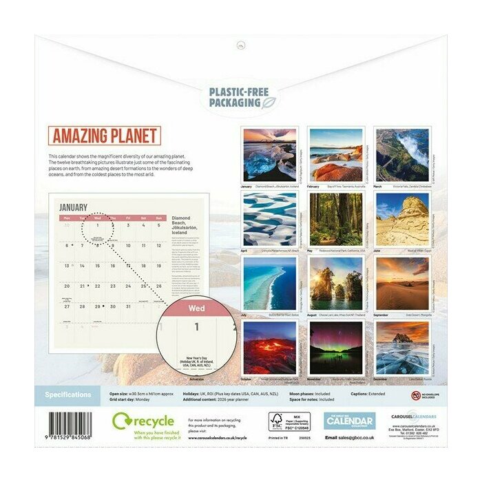 Calendrier Papier 2025 Planète étonnante Paysage