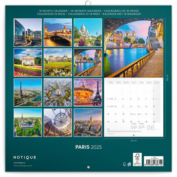 Calendrier 2025 Ville Paris France