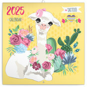 Calendrier Mural 2025 Happy Lama et Tatouages