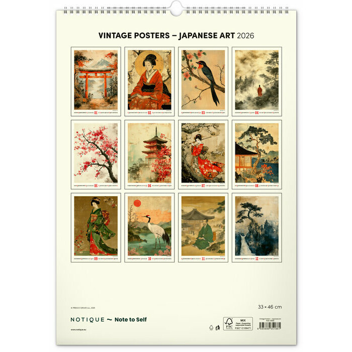 Maxi Calendrier Hokusai 2026 Vintage Art Japonais