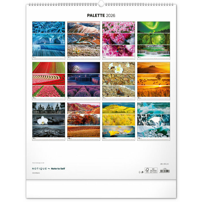 Maxi Calendrier Mural 2025 Palettes de Paysages Colorés