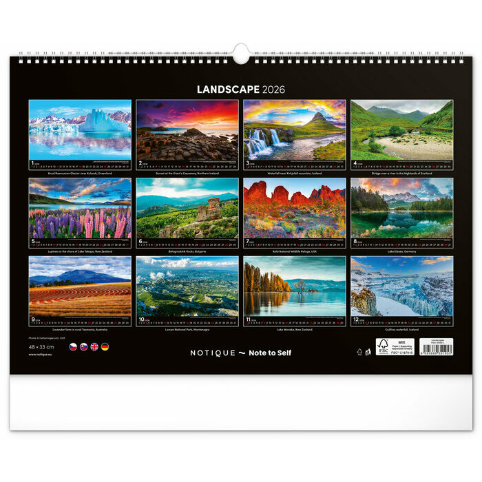 Maxi Calendrier Papier 2025 Paysages Sauvages 