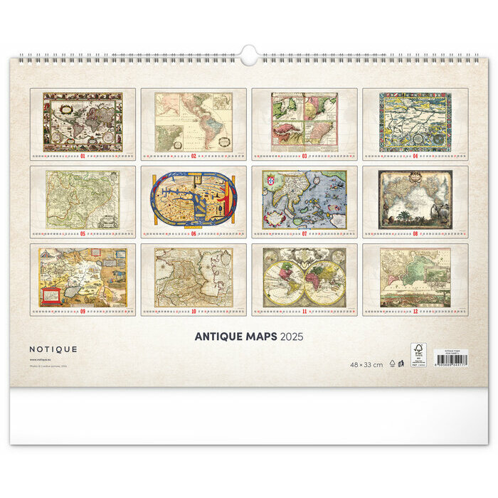 Maxi Calendrier Papier 2025 Cartes Géographique Vintage
