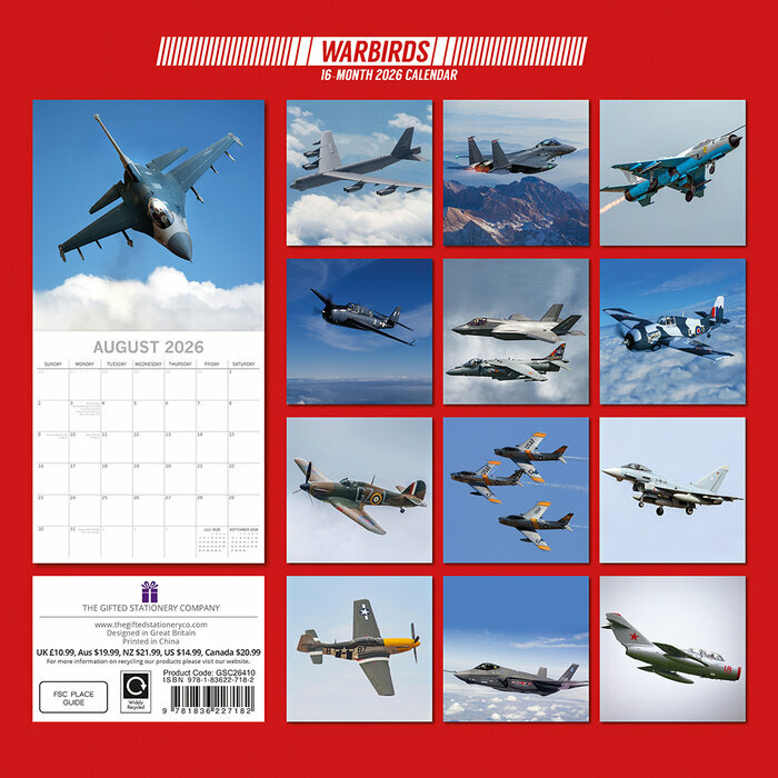 Calendrier papier 2026 Avions de Guerre Militaire 