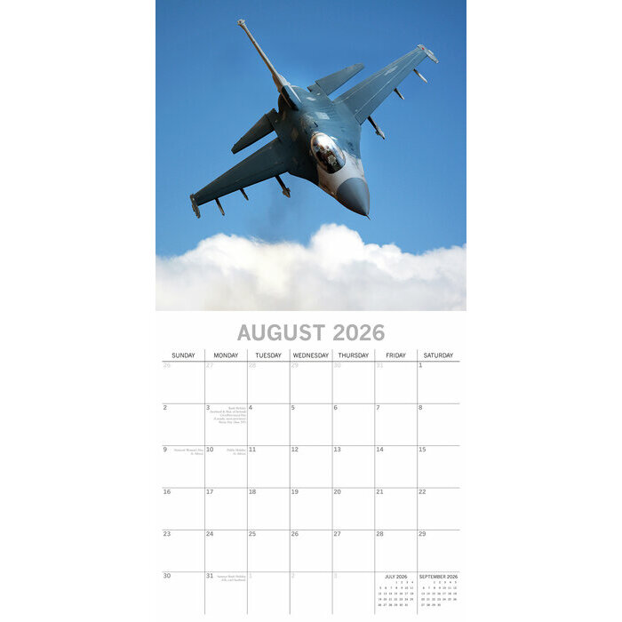 Calendrier 2026 Avions de Guerre Militaire 
