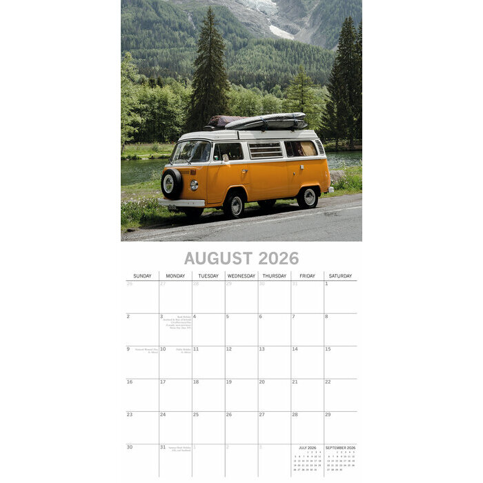 Calendrier 2026 Bus Van Rétro Combi Camper