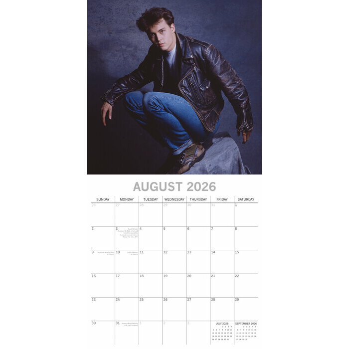 Calendrier papier 2026 Johnny Depp Chanteur