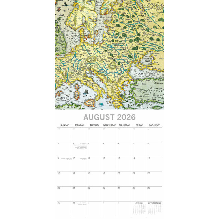 Calendrier papier 2026 Cartes Antiques Géographiques