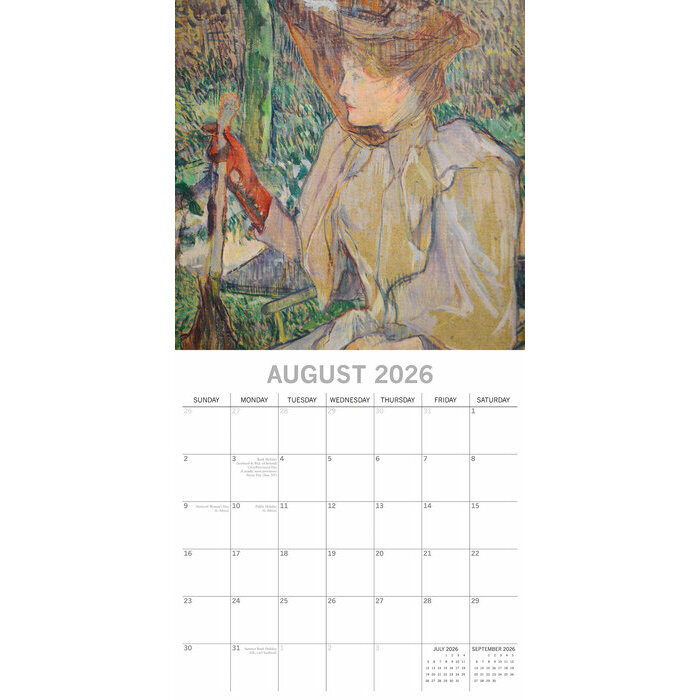 Calendrier Mural 2026 Henri Toulouse Lautrec