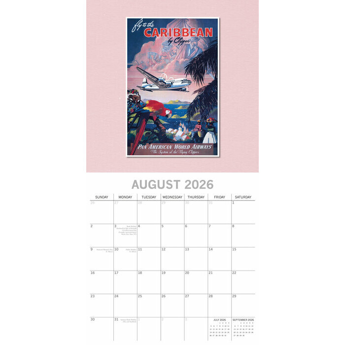 Calendrier Mural 2026  Publicitaires Voyage Rétro Vintage