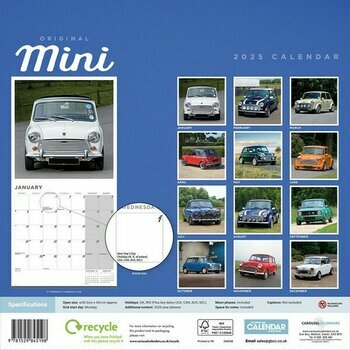 Calendrier 2025 Voitures Mini Originale