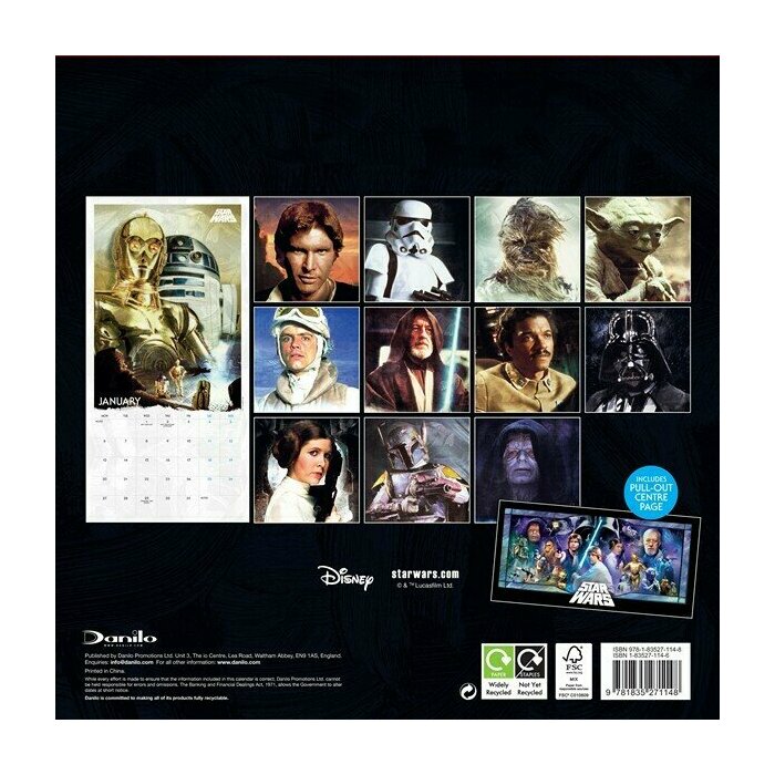 Calendrier Papier 2025 Star Wars Classique Retro
