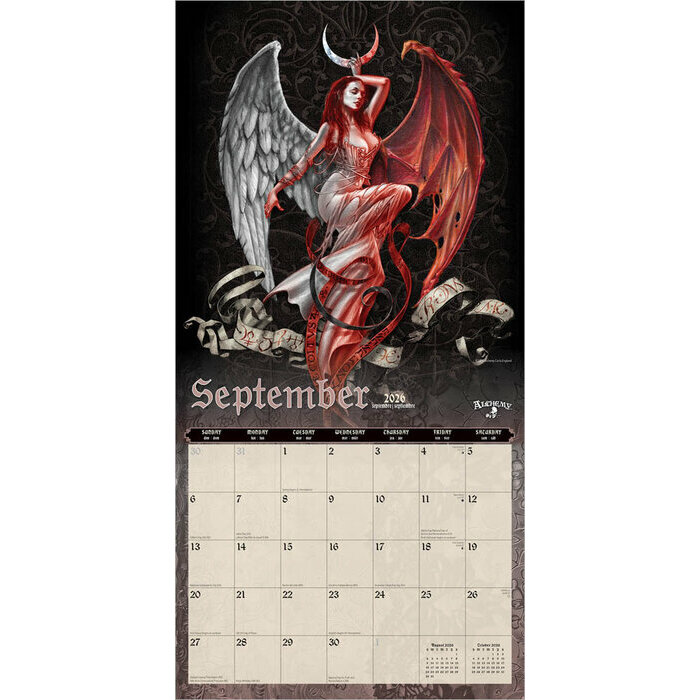 Calendrier 2026 papier Art et Illustrations Gothiques