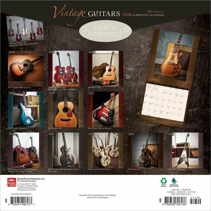 Calendrier Papier 2025 Musique Guitares Sèches Classique