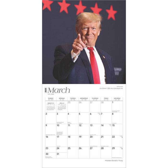 Calendrier 2025 Donald J. Trump Etats-Unis