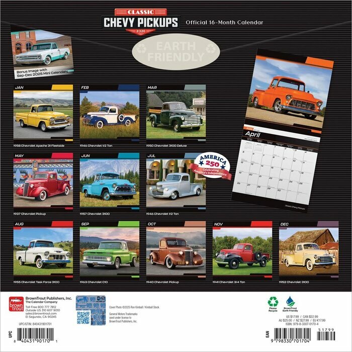 Calendrier  2026 Pick Up Chevy Américain