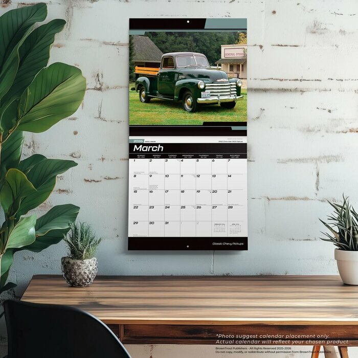 Calendrier papier 2026 Pick Up Chevy Américain