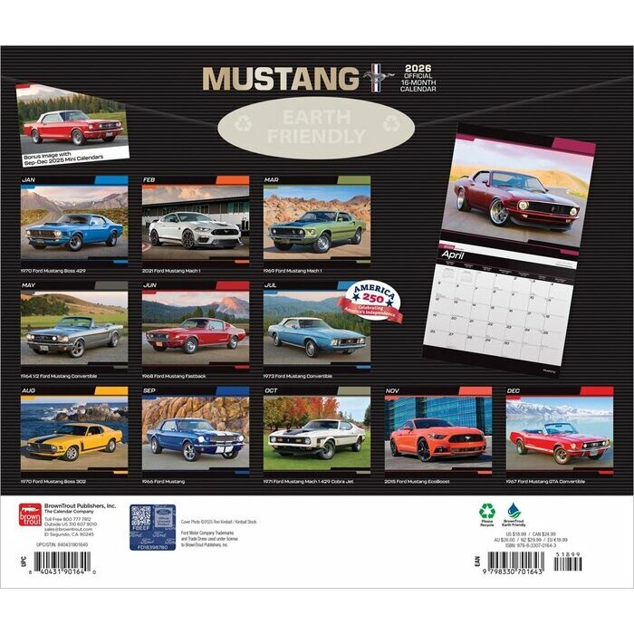 Calendrier Mural 2026 Voiture Mustang
