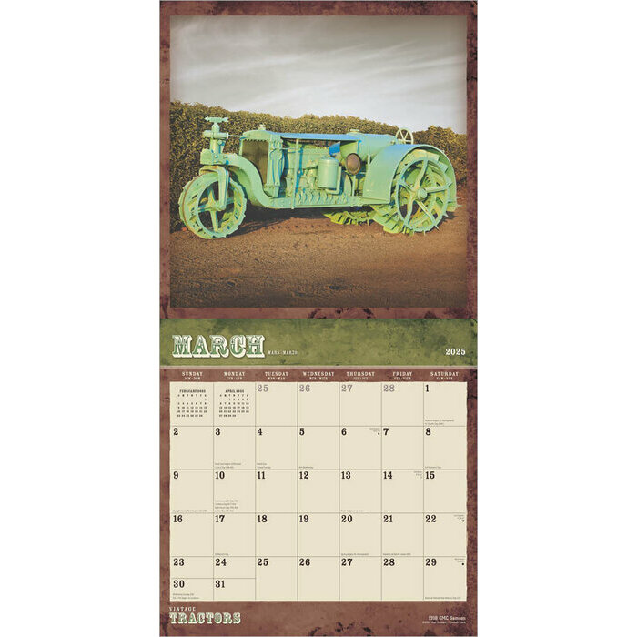 Calendrier 2025 Tracteurs Rétro Vintage 