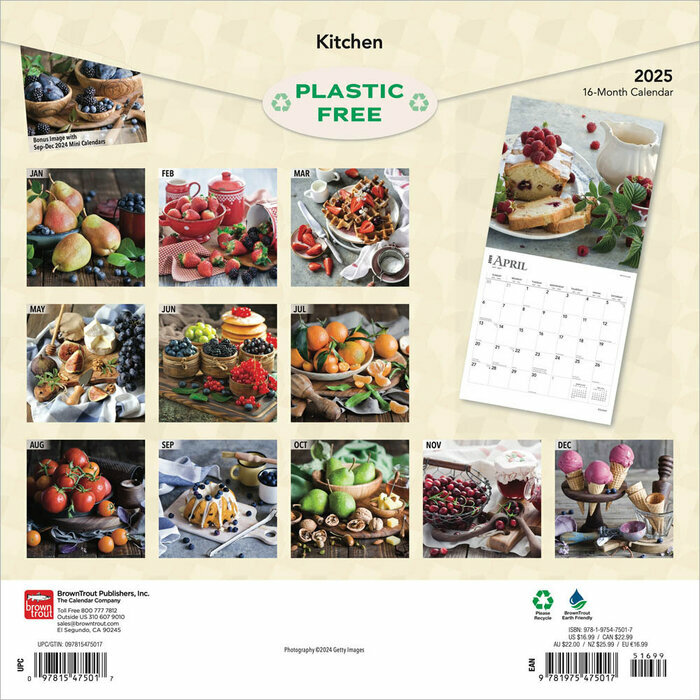 Calendrier Papier 2025 Cuisine Colorée et  Gourmande 