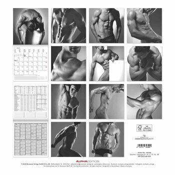 Calendrier 2025 Corps Homme Sexy nu noir et blanc