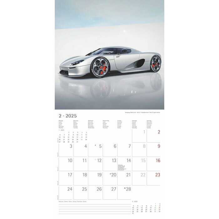 Calendrier 2025 Voitures Sport et Vitesse