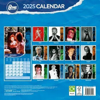 Calendrier 2025 David Bowie Star Ziggy