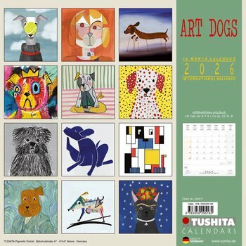 Calendrier 2026 Chiens Dans l'Art Illustrations