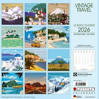 Calendrier 2026 Illustrations Voyages Vintage