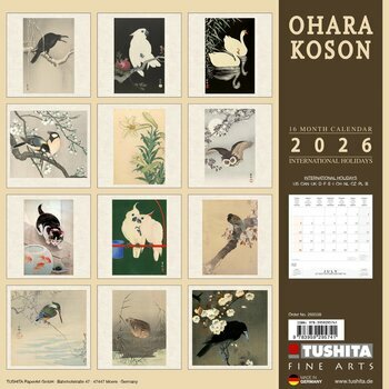 Calendrier 2026 Ohara Koson Art Japonais