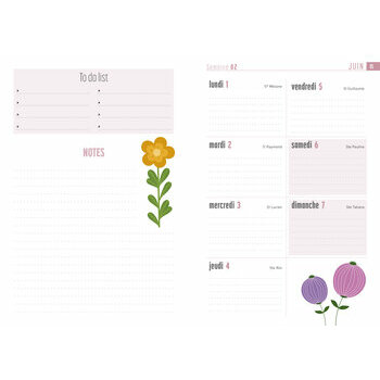 Agenda 2026 Dessins Fleurs du Jardin