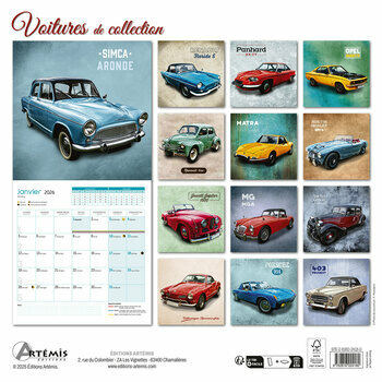 Calendrier 2026 Dessins Voitures Collection Vintage Calendrier 2026 Dessins Voitures Collection Vintage