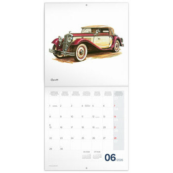 Calendrier 2026 Dessins Art Voitures de Collection Calendrier 2026 Dessins Art Voitures de Collection
