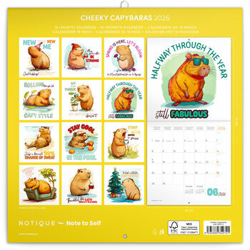 Calendrier 2026 Capybara Capibai Drôles Calendrier 2026 Capybara Capibai Drôles